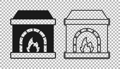 Black Blacksmith oven icon isolated on transparent background. Vector