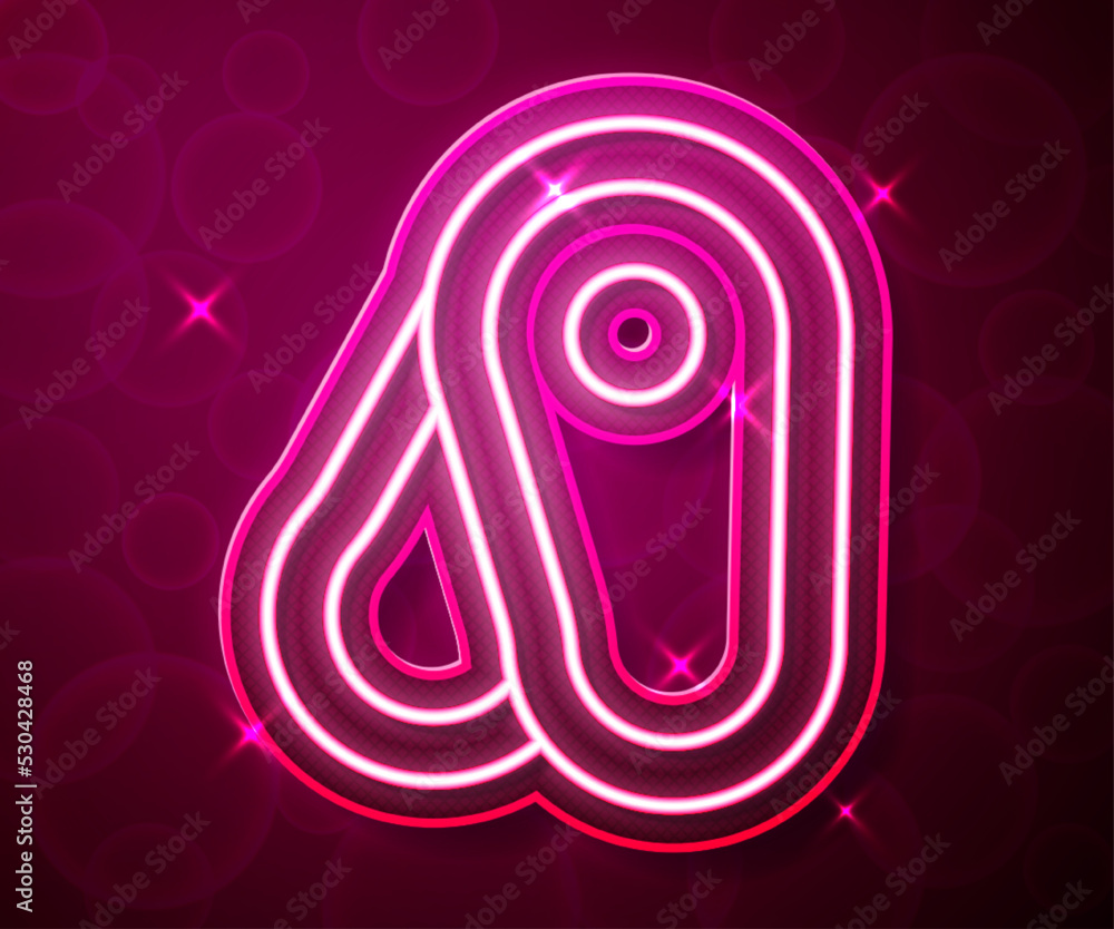 Wall mural Glowing neon line Steak meat icon isolated on red background. Vector