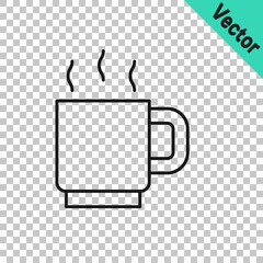Black line Coffee cup icon isolated on transparent background. Tea cup. Hot drink coffee. Vector