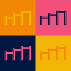 Pop art line Sport horizontal bar icon isolated on color background. Vector