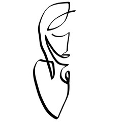 abstract image of praying Lord Jesus in a single black line on a white background