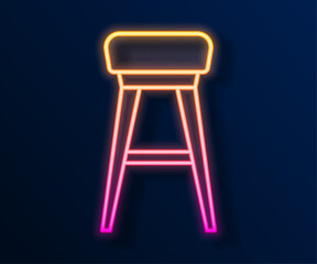 Glowing neon line Chair icon isolated on black background. Vector
