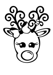 Christmas reindeer. Deer, bow clipart