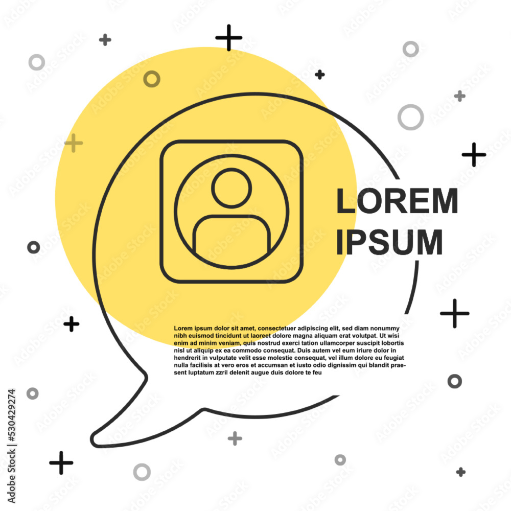 Poster black line create account screen icon isolated on white background. random dynamic shapes. vector