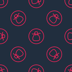 Red line Wonton icon isolated seamless pattern on black background. Chinese food. Vector