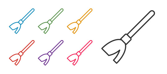 Set line Handle broom icon isolated on white background. Cleaning service concept. Set icons colorful. Vector