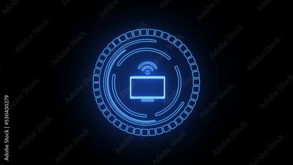 Poster computer monitor screen icon isolated on black background. electronic device. front view. 4k video m