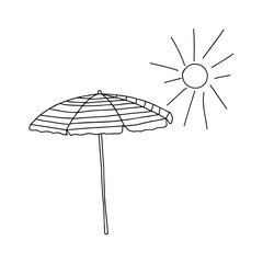 Beautiful hand-drawn fashion vector illustration of an umbrella isolated on a white background for coloring book. Sun