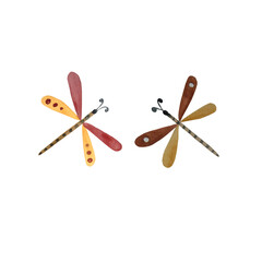 Watercolor dragonflies on a white background. Isolates. Raster illustration works. It can be used on patterns, postcards, calendars.
