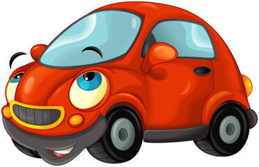 Fototapeta na wymiar Cartoon city car smiling and looking isolated - illustration for children