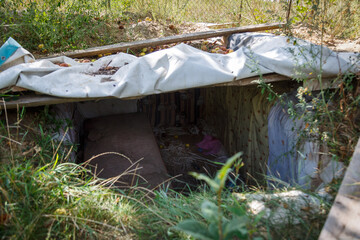 Andriyivka, Buchansky district, Kyiv region, Ukraine - 09.02.2022: Destruction of Andriyivka. Russia Ukraine war. Damaged in Andriyivka after fighting.