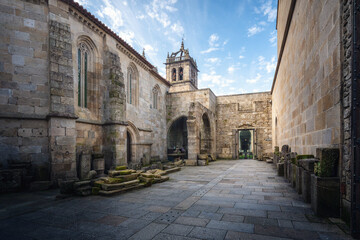 Former Santo Amaro Cloister at Sé de Braga Complex with Cathedral Tower - Braga, Portugal - obrazy, fototapety, plakaty