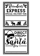 Bundle: Reindeer express, Direct from Santa, Postage Stamp svg file, Santa's mail. Christmas stamp clipart. 