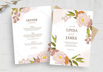 Modern Floral Wedding Invitation Card Layout