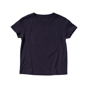 Blank Navy T-shirt Crew Neck Short Sleeve For Kids