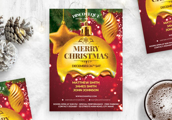 Merry Christmas Flyer Template - obrazy, fototapety, plakaty