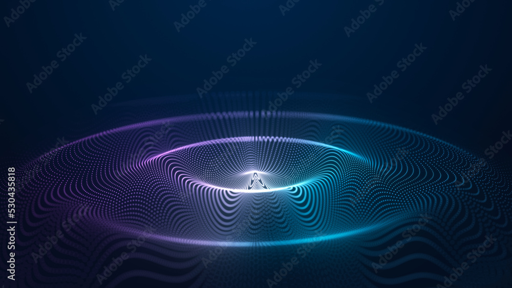 Poster futuristic dark background. the wave effect of digital particles. big data. illustration of technolo