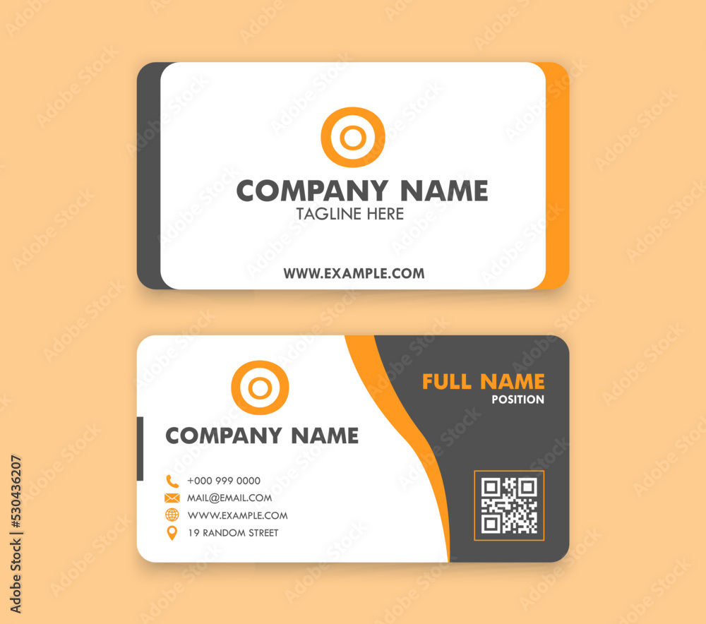 Poster clean business card template design contact address qr code details layout