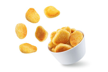 Fresh prepared nuggets on a white isolated background