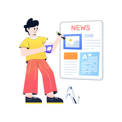An illustration of newspaper reading flat design 