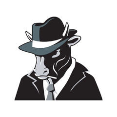 mafia cow illustration vector template