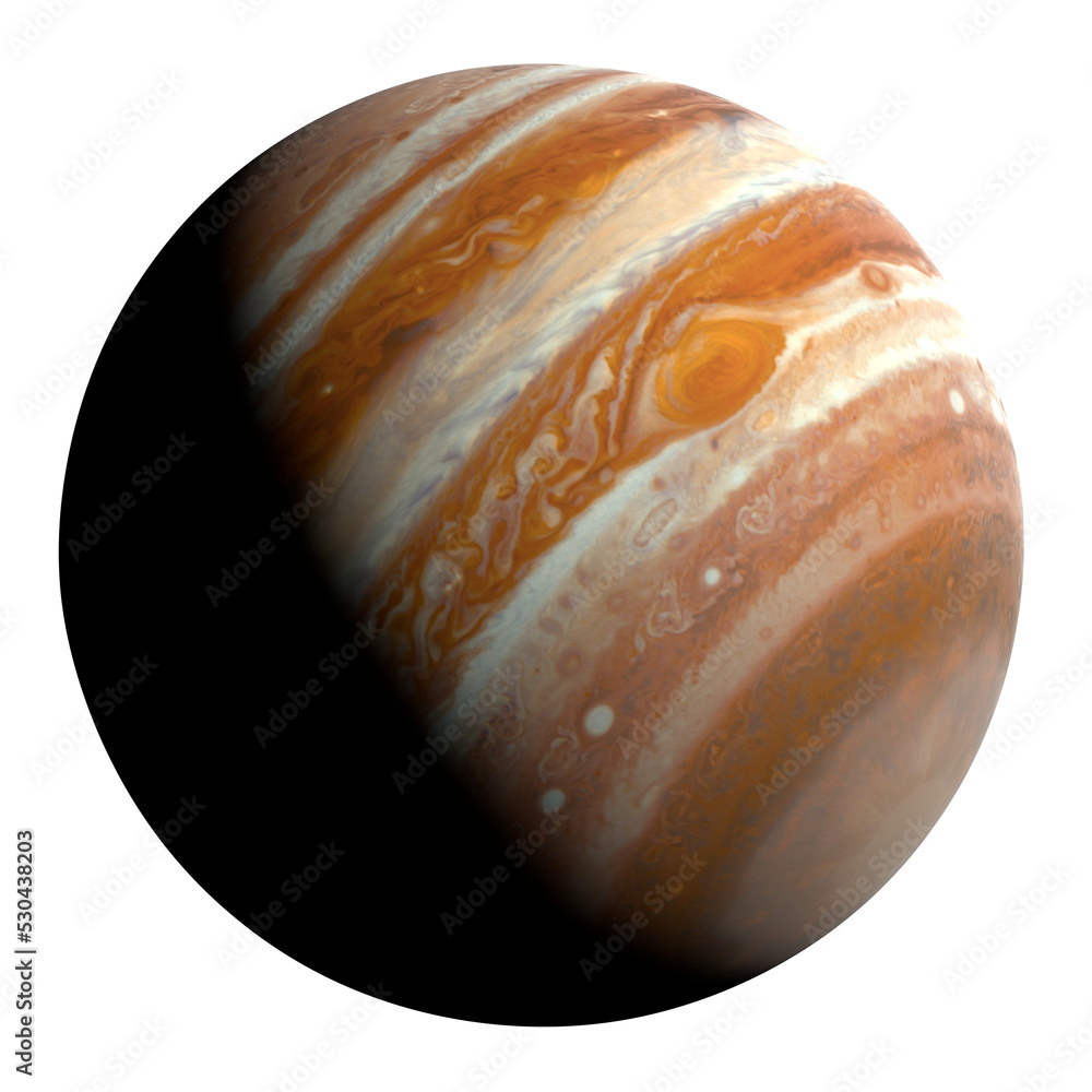 Wall mural jupiter, the largest planet in the solar system, isolated