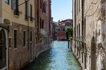 Fototapeta na wymiar Venice Italy Waterway Side Street