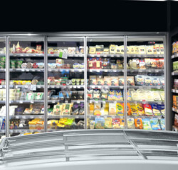 Choosing food from shelf in supermarket,vegetables in grocery section,Grocery stores