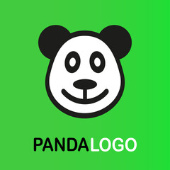 Panda on a green background with text. Vector illustration