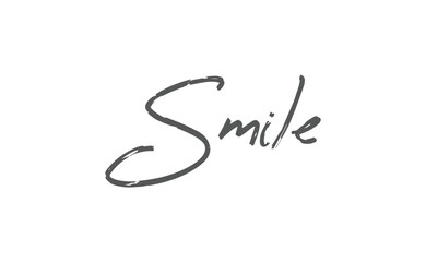 Smile text lettering, hand drawn style phrase. Positive quote.