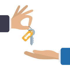 Hand holding car keys. Vector illustration