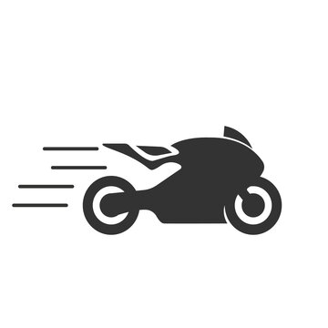 Sportbike motorcycle gaining speed. Featured in trendy symbol for design, web site or transportation apps. Vector illustration