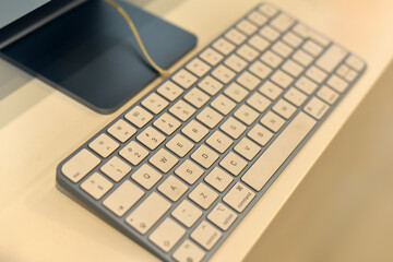 Keyboard close-up. Work tool, office.