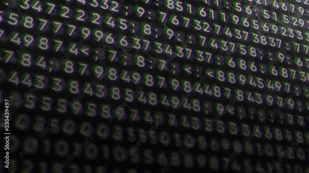Poster concept of science, math code changing all over the screen. motion. many numbers and endless cyber s