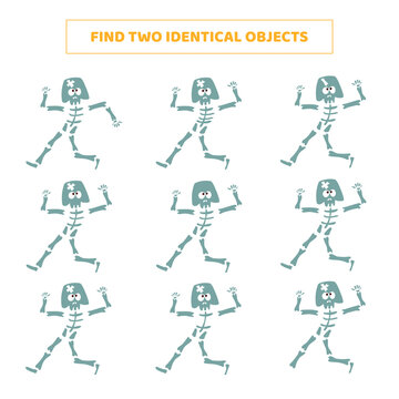 Find two identical objects. Matching game for kids.