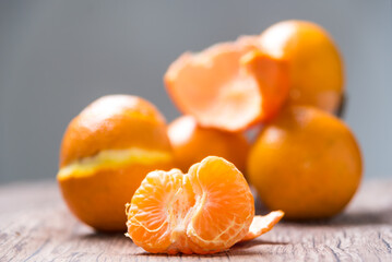mandarin orange segments, orange, sweet fruit in segments, color orange