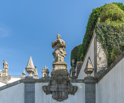 Ezra Statue at Five Senses Stairway at Sanctuary of Bom Jesus do Monte - Braga, Portugal