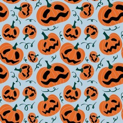 Kawaii cute cartoon Halloween pumpkins seamless pattern for wrapping and fabrics and textiles and kids print