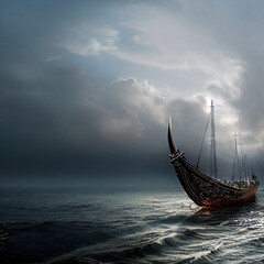 Lonely viking ship drakar 1
