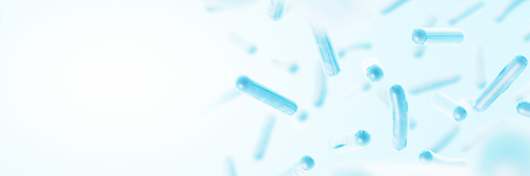 Probiotics. Restoring the gut flora. Blue color. Lactobacillus. 3d illustration. © MP