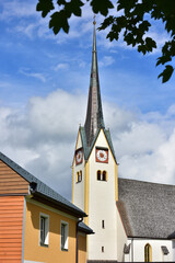 Fototapeta na wymiar Church tower of Abtenau in Tennengau, Salzburg