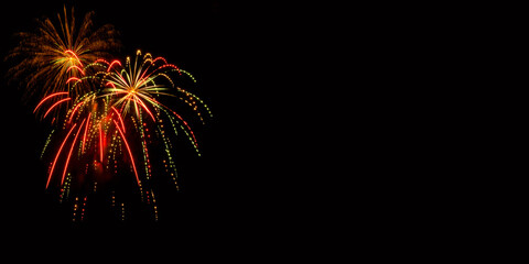 Panorama of a Fireworks Display on 4th of July.