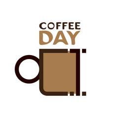 Coffee Day Typography Flat Design.