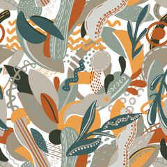 PNG Seamless pattern with floral abstraction