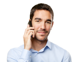 Close up of a young businessman calling on mobile phone