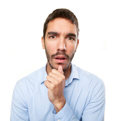 Close up of an astonished young man