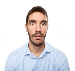 Obraz premium Close up of a shocked young man