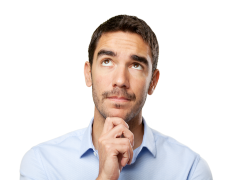 Close up of a businessman wondering