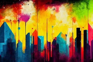 modern urban graffiti background with strong vibrant colors and high contrast
