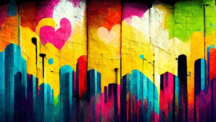modern urban graffiti background with strong vibrant colors and high contrast